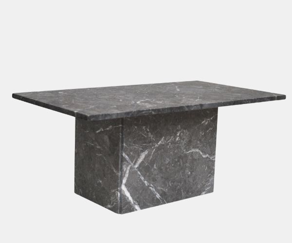 Borde, firkantet marmor sofabord, mørkt